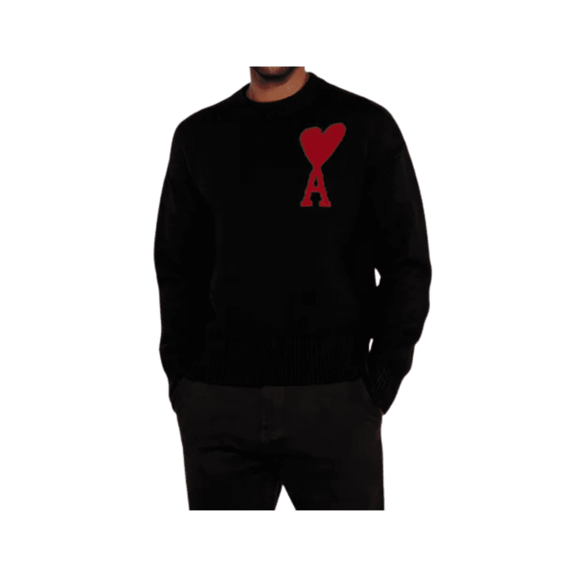 Ami Sweater Black with Red Logo