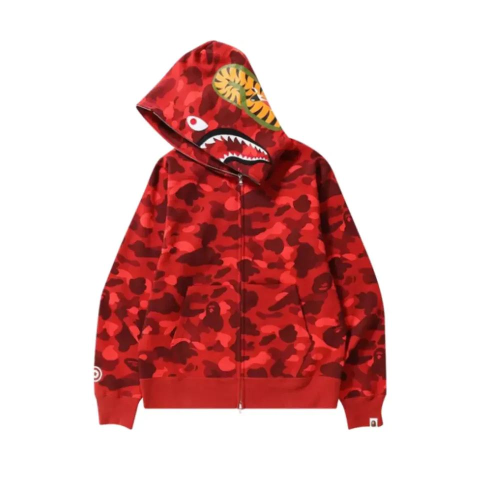 Bluza BAPE ABC Camo Shark Full Zip Hoodie Red