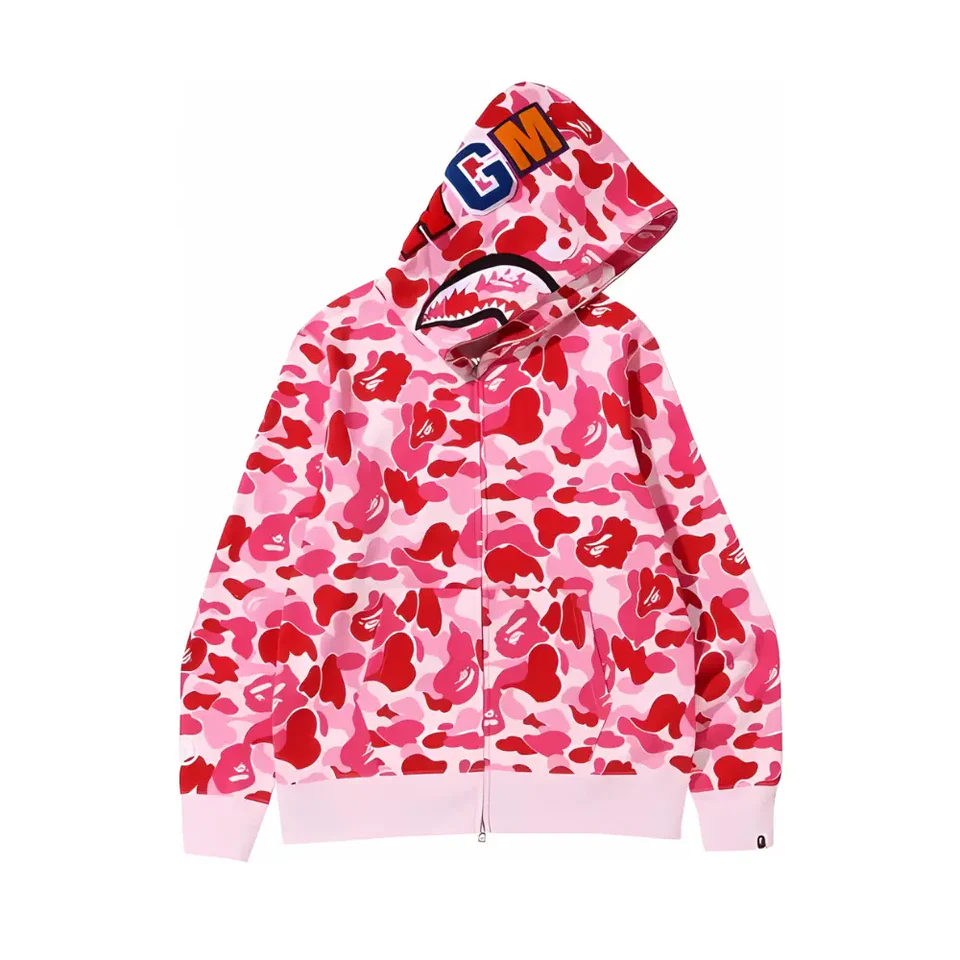 Bluza BAPE ABC Camo Shark PONR Full Zip Hoodie Pink