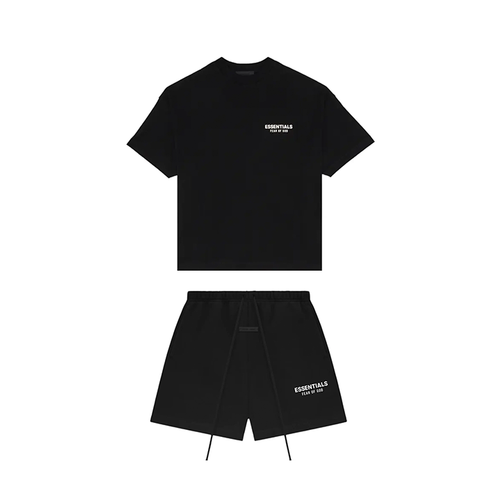 Komplet krótki Fear of God Essentials Black/White